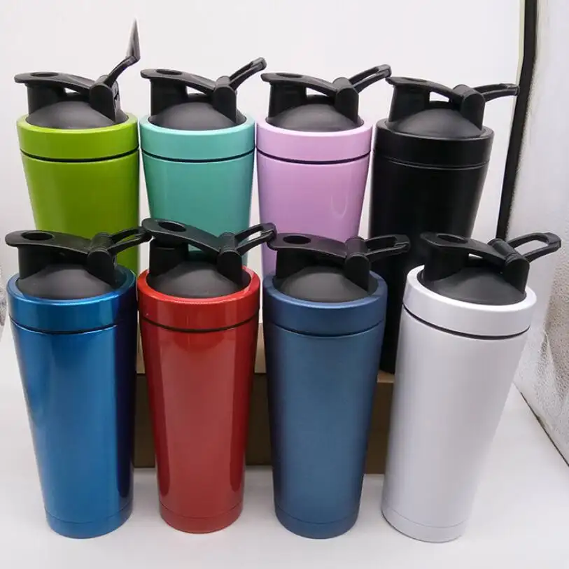 Sản Phẩm Phổ Biến Nhất Thời Trang Protein Shaker Mixer Đôi Tường Thép Không Gỉ Kim Loại Protein Shaker Chai