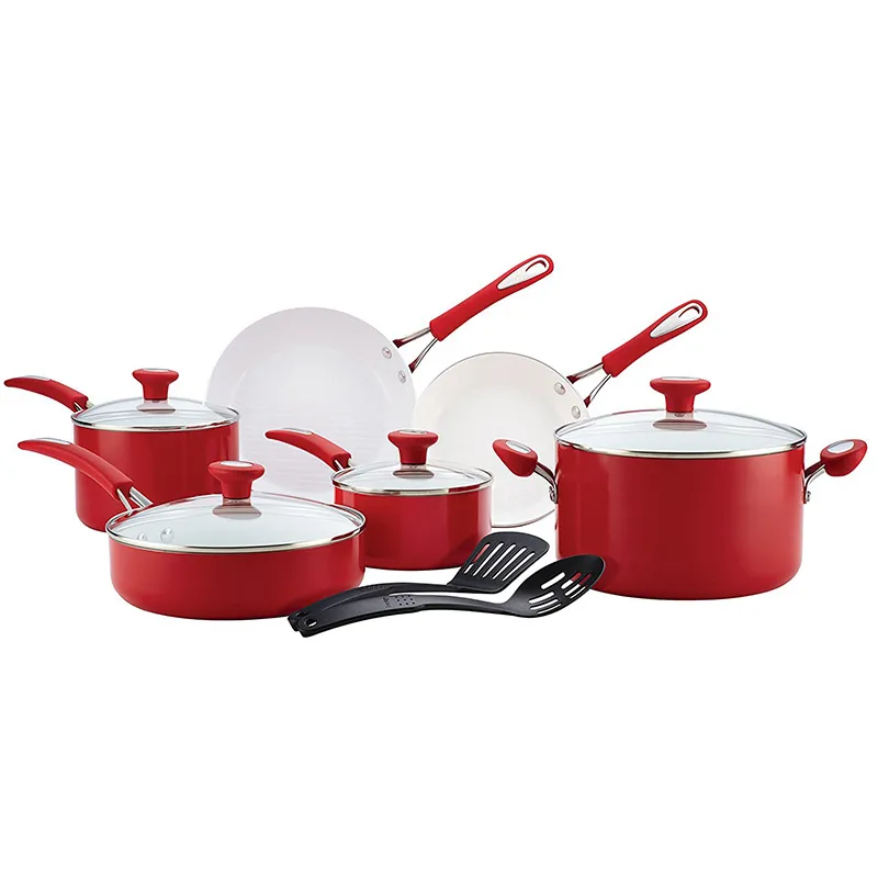超人気の赤いいくつかのピースセット耐熱皿、内部セラミックコーティング/キッチン用品/調理器具セット/調理器具/家庭用品