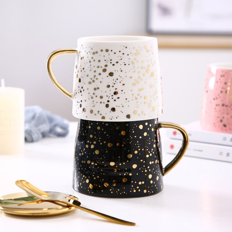 Zogift Nordic Creative Eco Friendly Ceramic Gold Handle Lovely 11oz <strong>Coffee</strong> Milk Mug Design Office Gift <strong>Star</strong> Water Tea Cup - Product Image 4