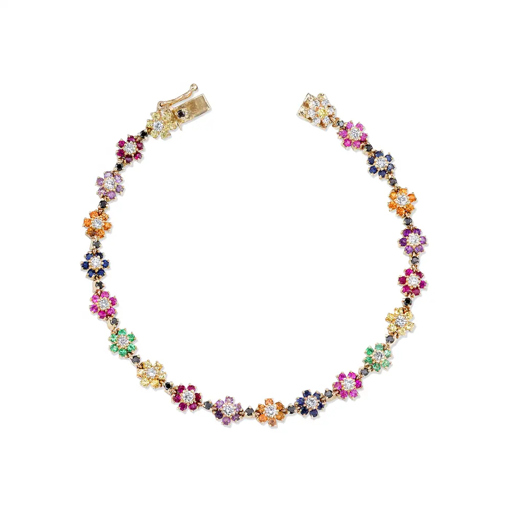 LOZRUNVE-pulsera colorida de flores de arcoíris, Plata de Ley 925, con piedra de CZ, girasol