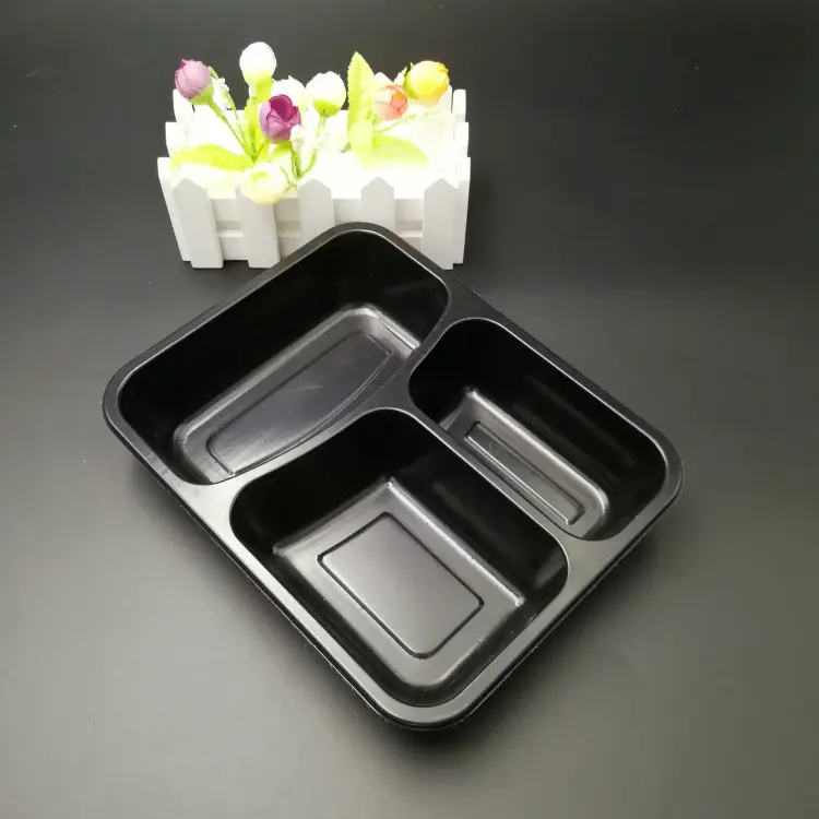 ヒートシール電子レンジ3コンパートメントPPプラスチック使い捨て食品容器