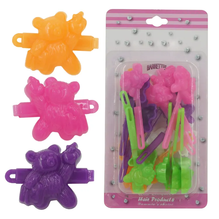 Azione disponibili design e colori assortiti Monili Dei Capelli Orso Barrettes Clip di Plastica