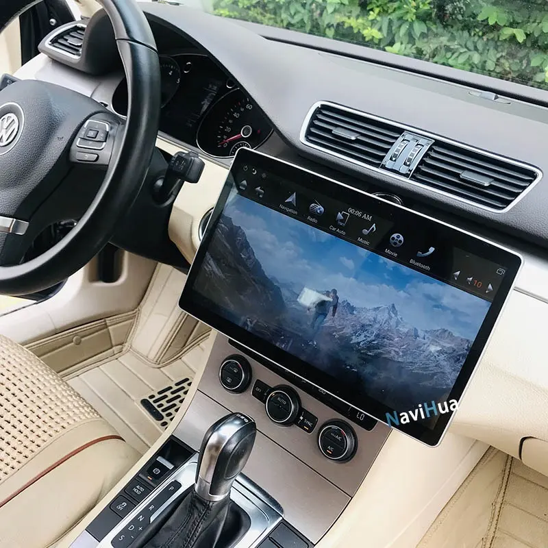 NaviHua 12.8 Inci Android 8.1 Sistem 2 Din Universal DVD Audio Mobil PX6 360 Putar Layar IPS 1920*1080 Radio Mobil untuk Model Tesla