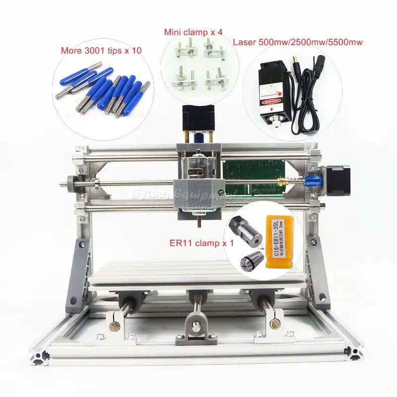 CNC Routeur 3018 PRO Machine De Gravure BRICOLAGE Mini CNC Sculpture Sur Bois Machine Sans Laser ou Avec Tête Laser 500mw/2500mw/5500mw