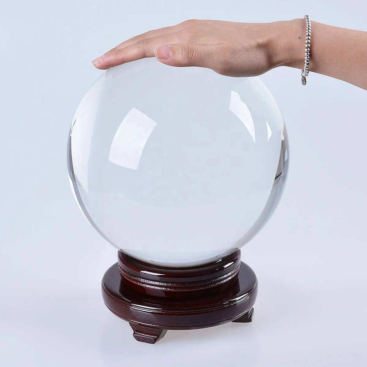 Gran claro adivinación bola de cristal 200mm (8 pulgadas) de esfera de vidrio soporte de madera gratis decoración del hogar adornos
