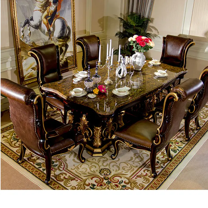 Conjunto de mesa de jantar de mármore luxuoso, móveis para casas na sala de jantar