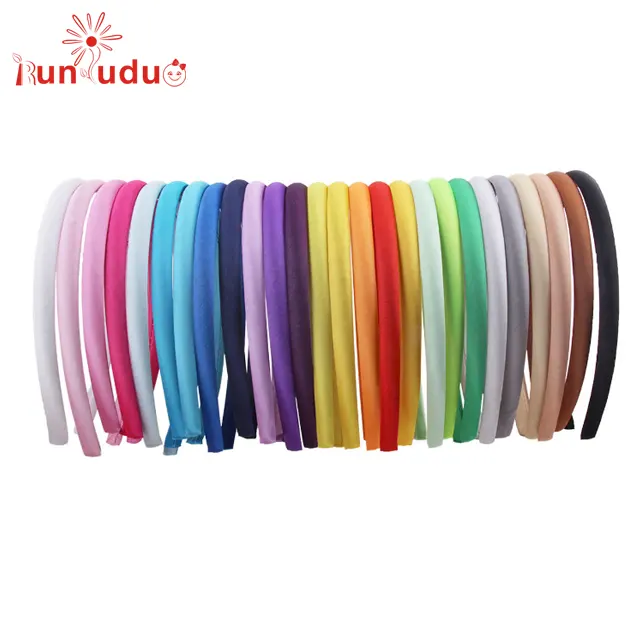 10mm Sólida Cetim Headband Simples Flores Carneiras Meninas Acessórios Kids'Hair 26 cores Do Bebê Hairband