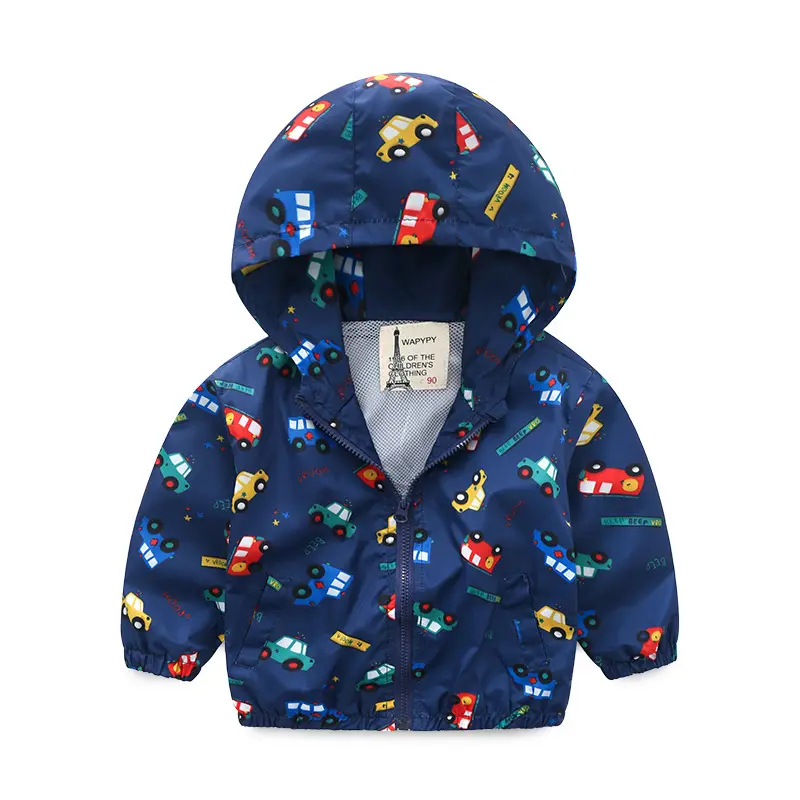 Manteau d'hiver pour enfants, avec mignons garçons bleus, motif de dessin animé, coupe-vent