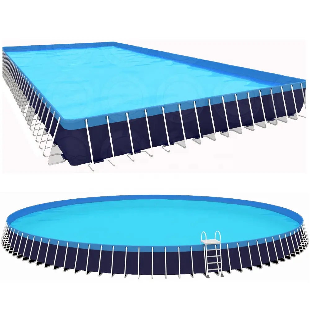 Grandes piscines extérieures de 25x12x1.5m, cadre métallique rectangulaire, mur en acier, piscines hors sol à vendre
