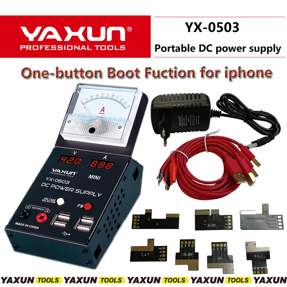YX-0503 fuente de alimentación función de arranque de un botón para iphone X/8G/7G/6G , 5V 3A tamaño mini y potente y reparación de teléfonos móviles