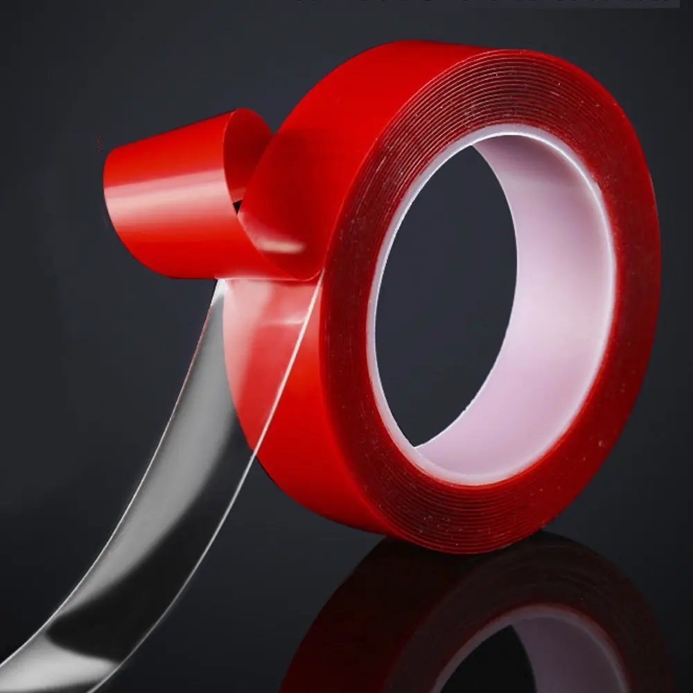 Superior adhesive strength Red PET double sided tape circles