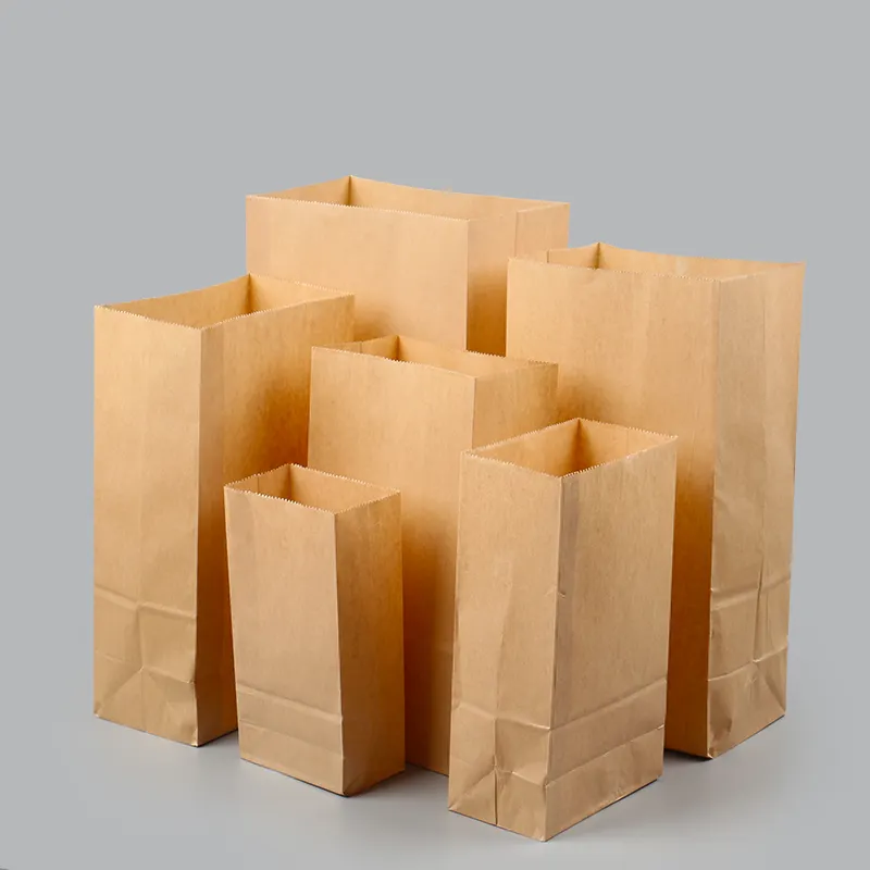 Food Packaging Recyclable Brown Bottom Craft Kraft Paper Bag
