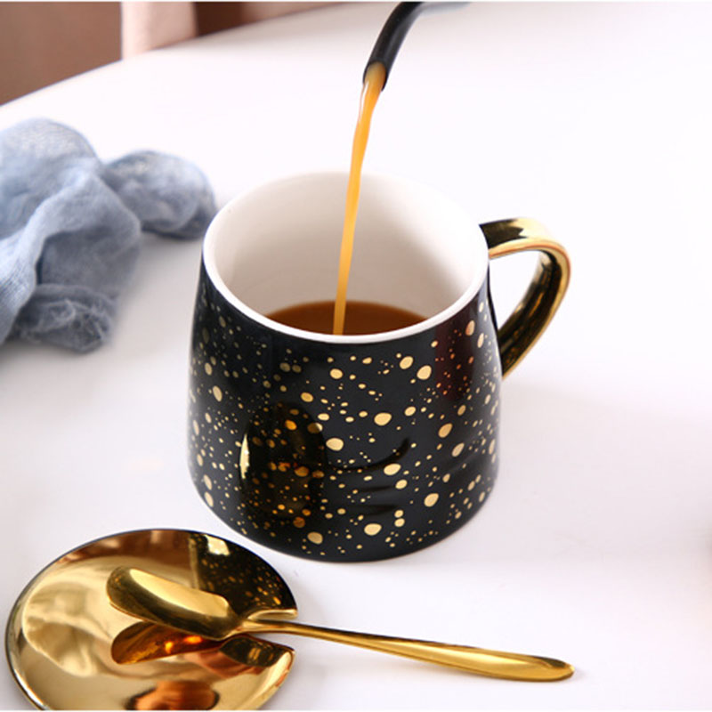Zogift Nordic Creative Eco Friendly Ceramic Gold Handle Lovely 11oz <strong>Coffee</strong> Milk Mug Design Office Gift <strong>Star</strong> Water Tea Cup - Product Image 5