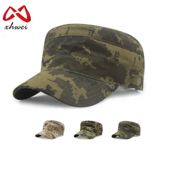 Cappelli mimetici economici di alta qualità moda 100% cotone cappello a cilindro piatto all'ingrosso berretti e cappelli mimetici personalizzati per sport all'aria aperta
