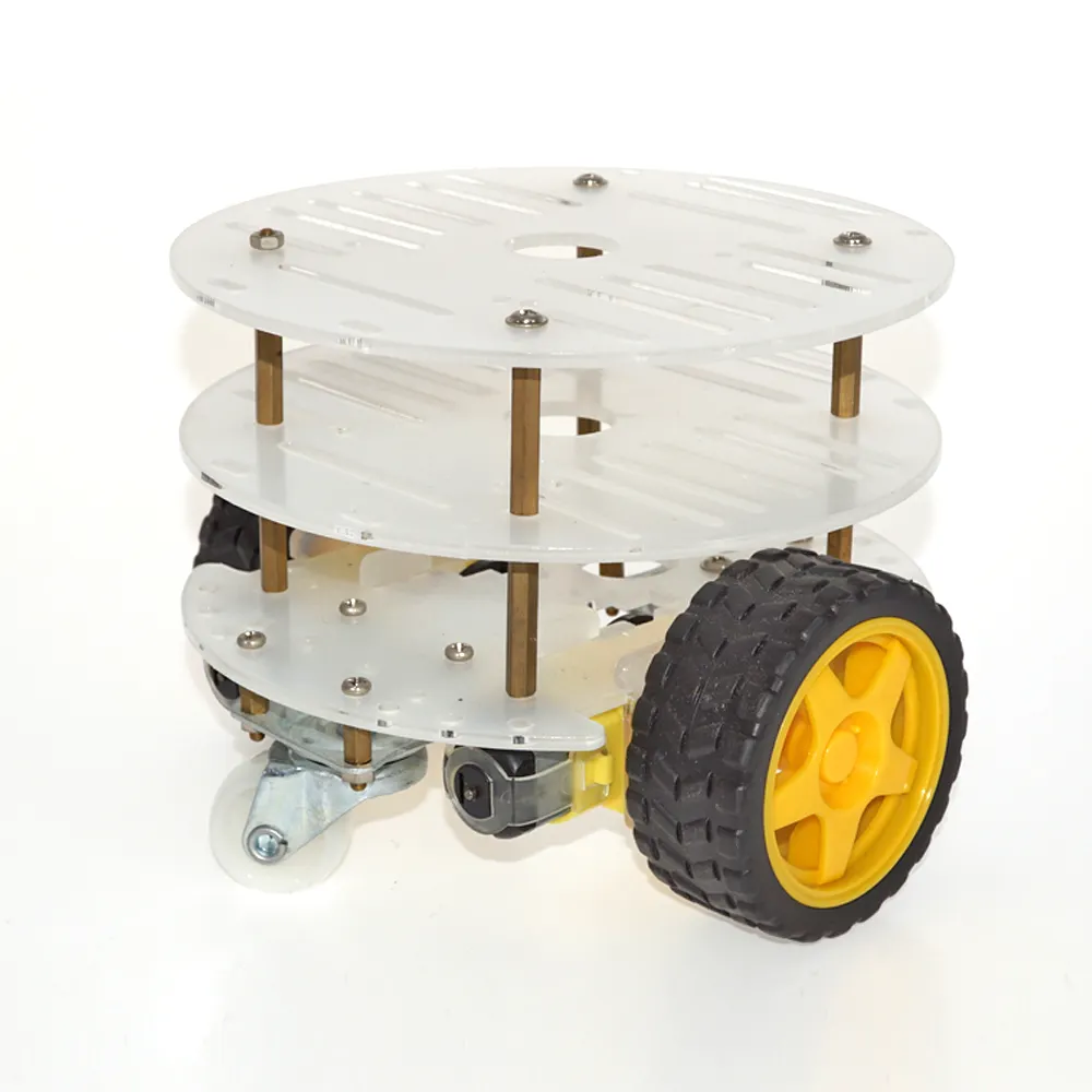 Kit fai-da-te 2WD Mini Round 3 strati Smart Robot Car Chassis per educativi fai da te programmabili