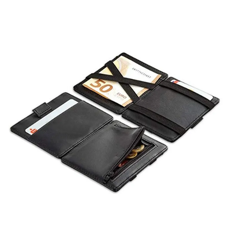 Guangzhou creative wallet RFID anti-magnetic clip coin pocket vera pelle genuine leather card magic wallet 2019