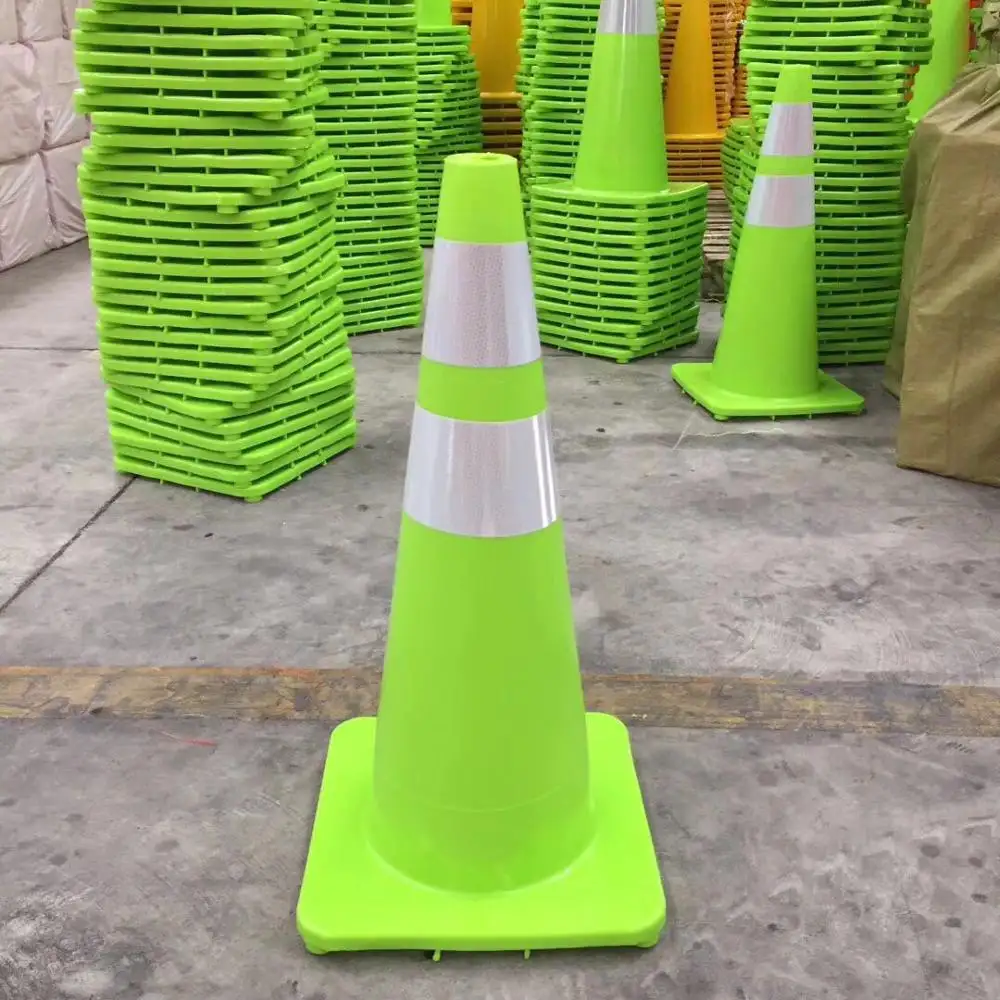 Amarelo fluorescente verde PVC cone de segurança rodoviária, 70cm 28 polegadas de Alta Qualidade Fabricantes de Tráfego Cone PVC
