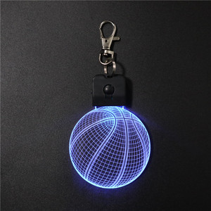 装饰 3D 效果钥匙扣幻觉灯促销礼品灯迷你 <span class=keywords><strong>led</strong></span> 板球形状按下开关基地灯