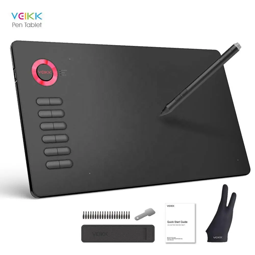 VEIKK A15 Tablet Grafik Elektromagnet, Tablet Grafis untuk Macbook Pro 10 Inci, untuk Mengedit Foto