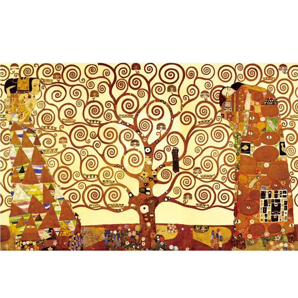 Klimt-pinturas en lienzo del árbol de la vida para sala de estar moderna, decoración de pared del hogar