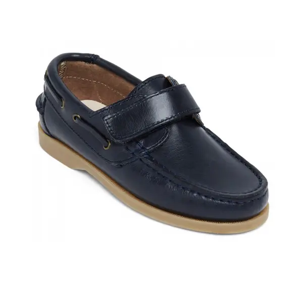 Vente en gros de mocassins décontractés pour enfants chaussures bateau en cuir marron pour garçons