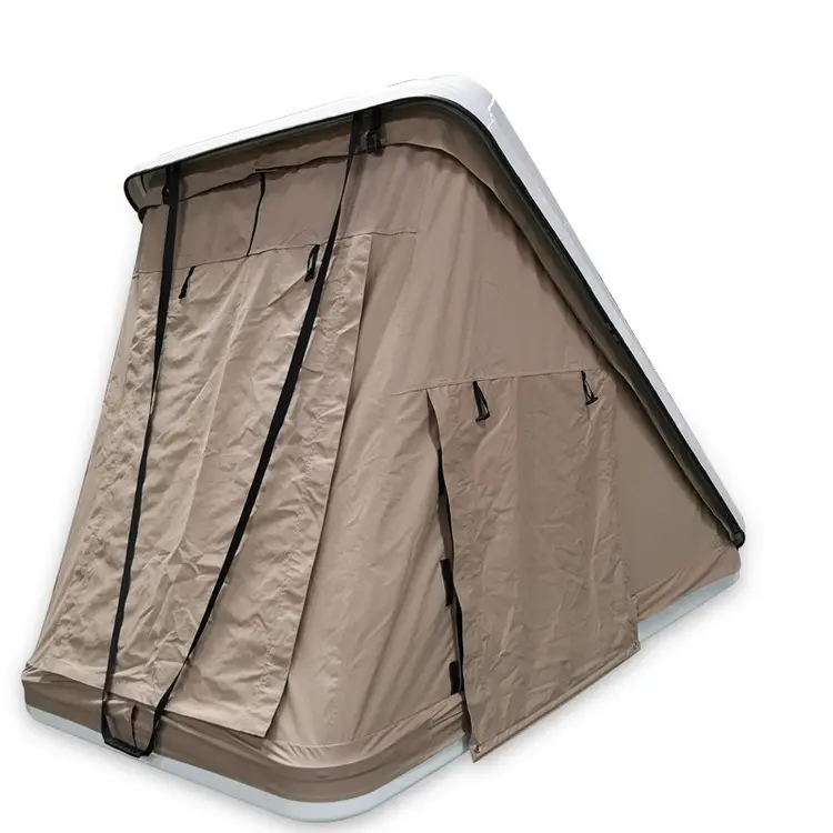 人気のキャンプキャンバス折りたたみ式ハードシェルルーフトップテント簡単セットアップ屋外キャンプ自動車ルーフトップテントキャンピングカーはしご付き