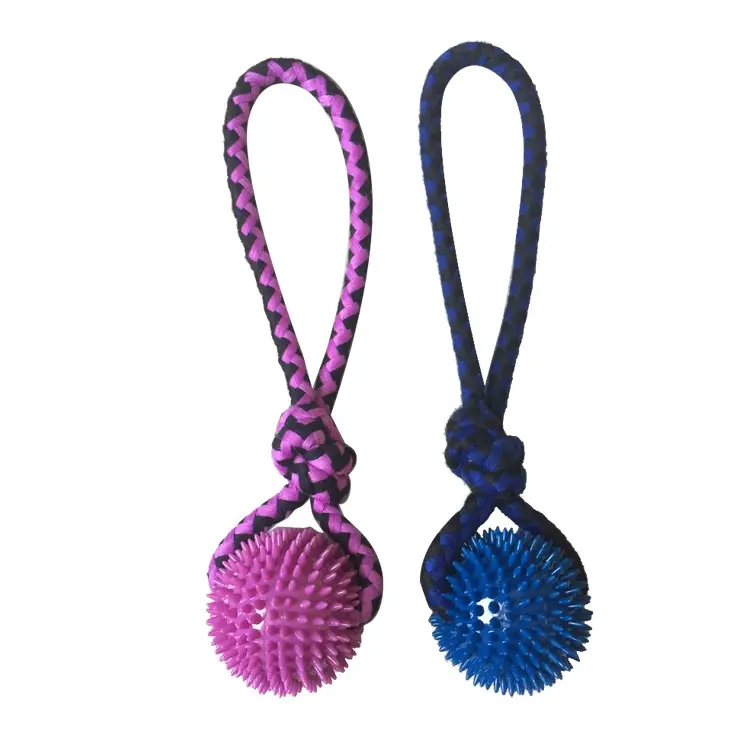 Neues Design TPR Spiky Ball Griff Pet Dog Chew Toy mit Seil