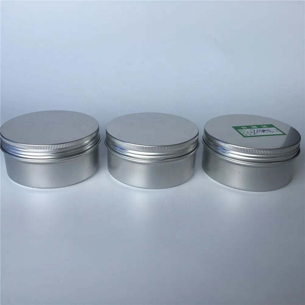 Round Empty 200ml Candy Storage Silver Aluminum Tin Jar Candle Packaging Tin Can Container