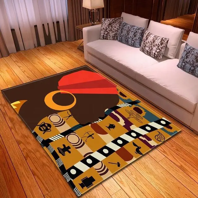 Karpet Desain Terbaru Ruang Tamu Afrika Wanita Dicetak Karpet untuk Ruang Tamu