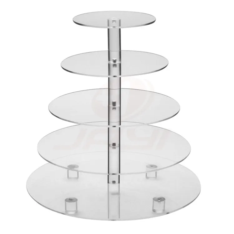 Benutzer definierte 2 3 5 Tier Runde klare Acryl Food Display Stand Cupcake Stand Tower