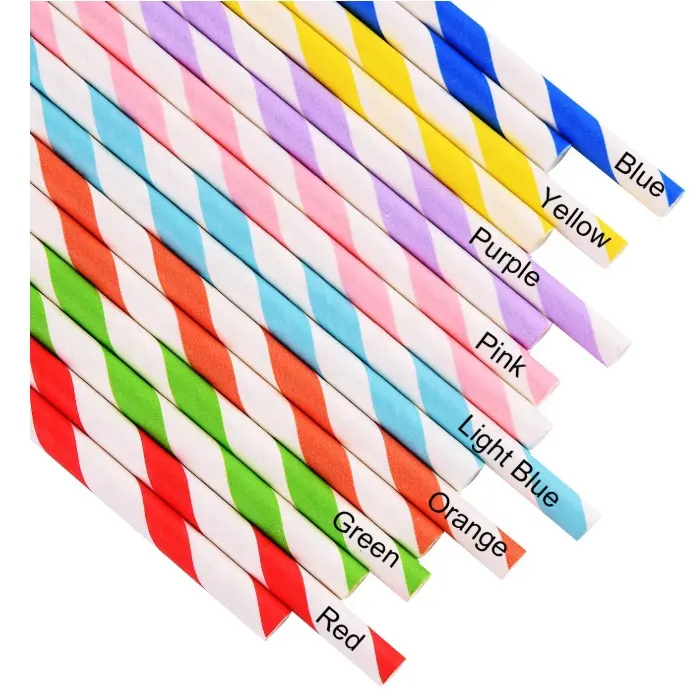 100 pack Paper Drink Straws PLA Biodegradable Paper straw