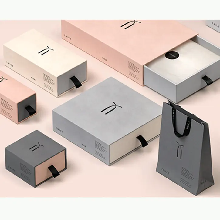 Boîte à cadeaux en carton rigide avec logo personnalisé imprimé eco, 50 pièces, emballage coulissant pour bijoux, boîte avec tiroir en papier de luxe