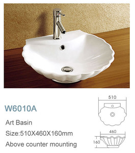独特的西方卫浴台面壳形浴室洗手盆 - Product Image 2