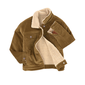 最新ファッションベッドフォードコードコーデュロイジャケット幼児男の子用子羊襟冬コート卸売子供服工場