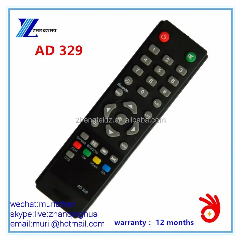 ZF สีดำ32ที่มีสีสันปุ่มยาง PSI AD 329 Satellite รีโมทคอนโทรลสำหรับประเทศไทยตลาด