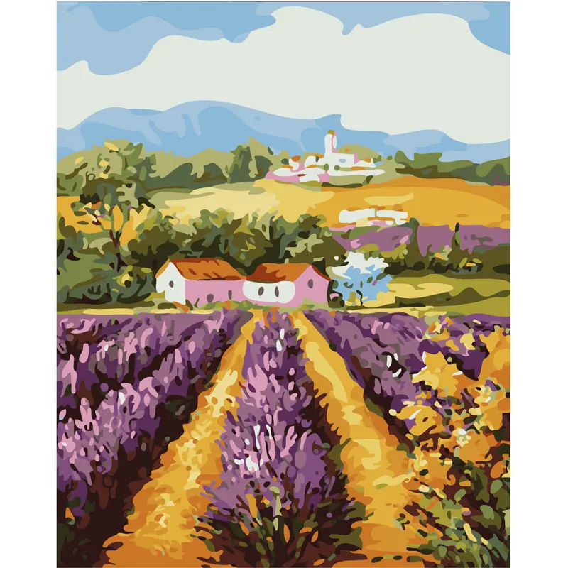 Pittura a olio artistica colorata case di campagna e terreni agricoli dipinti a mano immagini murali per la decorazione domestica del soggiorno