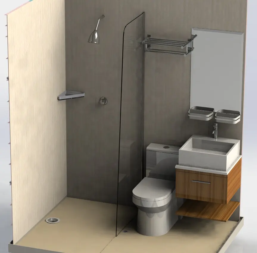 Portable integral prefab modular bathroom unit pod shower box indoor or outdoor use