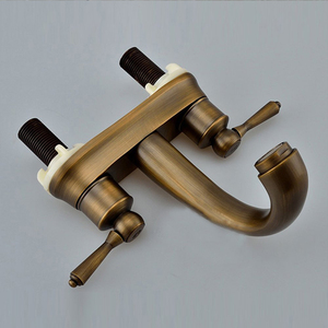 Euro Retro Basin Mixer <strong>Faucet</strong> Deck Mounted Antique Brass Dual Handles Two Holes Centerset <strong>4</strong>&quot; Centers Bathroom Vessel <strong>Sink</strong> <strong>Faucet</strong>