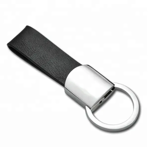 Porte-clés cuir noir personnalisé en cuir PU, vente en gros