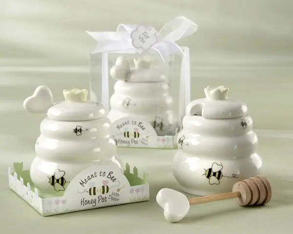 Wit Bee Schilderen Opslag Honing Pot Bruiloft Deur Geschenken Voor Bruiloftsgasten
