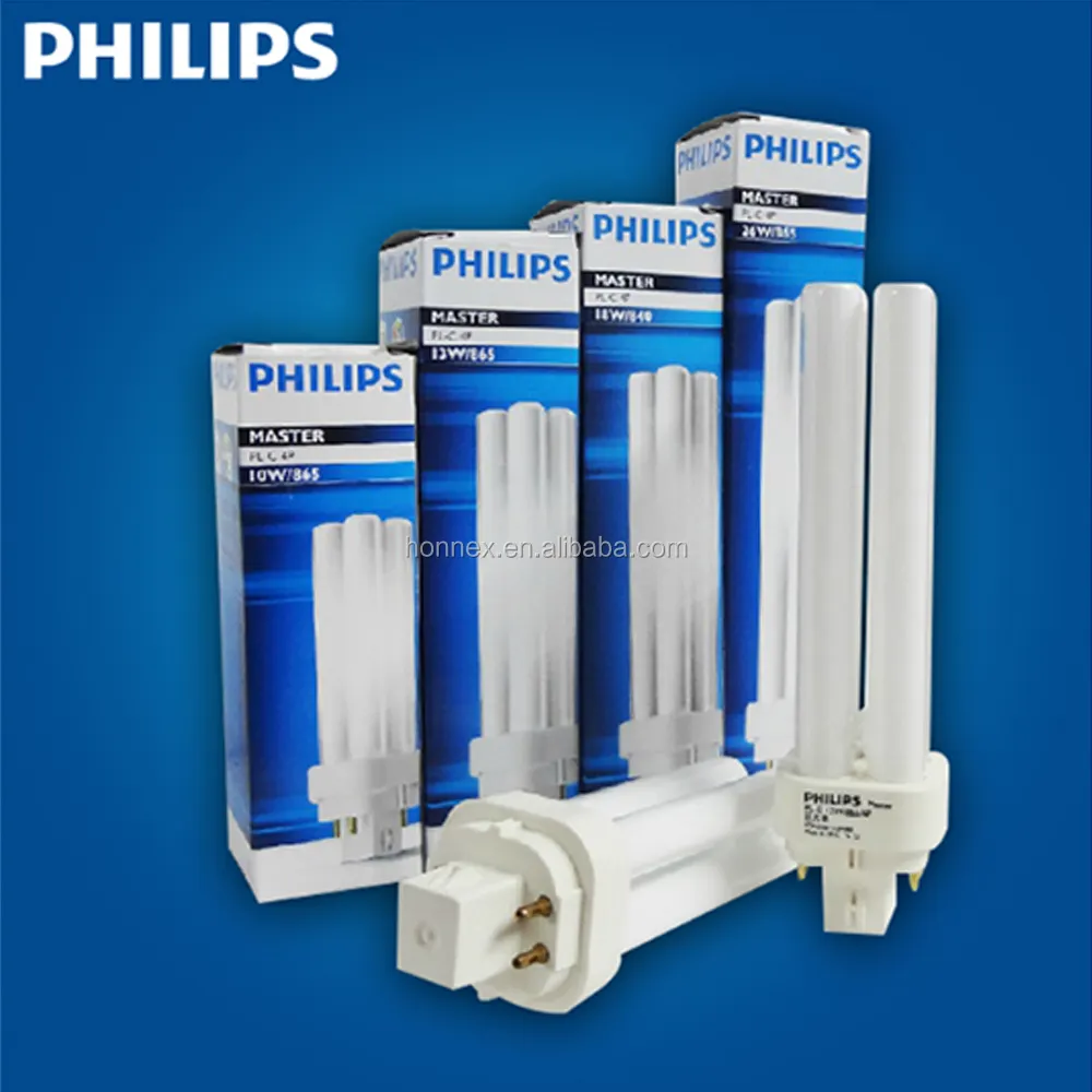 Philips lâmpada para economia de energia, original plc 10w/13w/18w/26w 2/4 pinos