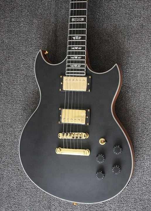 Weifang Rebon 6 String Double Cut Lp Electric Guitar in Satin Black Colour