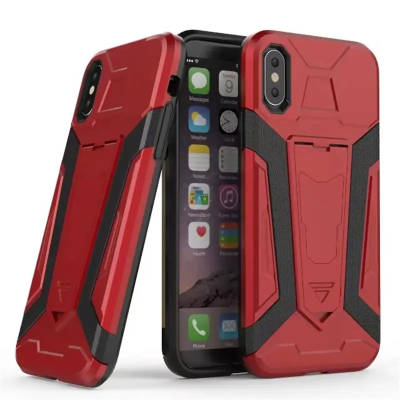 Iron man armor phone case with folding stand hybrid tpu plastic shockproof case for vivo v9 and x9s plus
