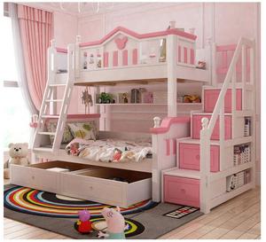 โรงงานโดยตรงขาย Solid Pine ไม้เจ้าหญิงเตียงเด็กเตียงสองชั้นสไลด์ Trundle เตียง - Product Image 5