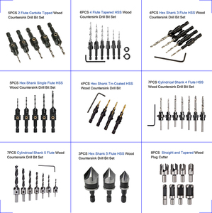 5Pcs 1/4 “至3/4” 圆柄82度<span class=keywords><strong>5</strong></span>槽HSS埋头钻头套用于金属去毛刺