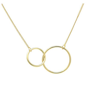925 Sterling Silver Two Circle Interlocking Necklaces Mother Daughter Pendant Necklace