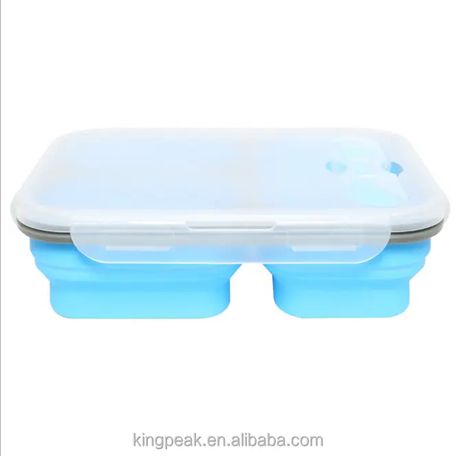 Hot Selling Collapsible BPA-Free Silicone Bento Lunch Box 3 Compartments Folding Food storage Container Sandwich snack box