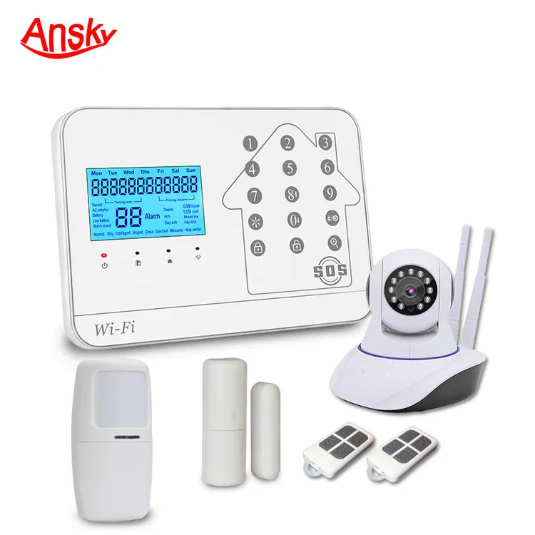 GSM/PSTN/WIFI/Kit de sistema de alarma inalámbrico de bricolaje Casa de negocios y sistema de seguridad Dial Auto-Fácil de instalar