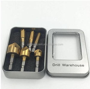 6pcs <span class=keywords><strong>5</strong></span>槽埋头钻头套装90计数器6-19mm沉头倒角切刀
