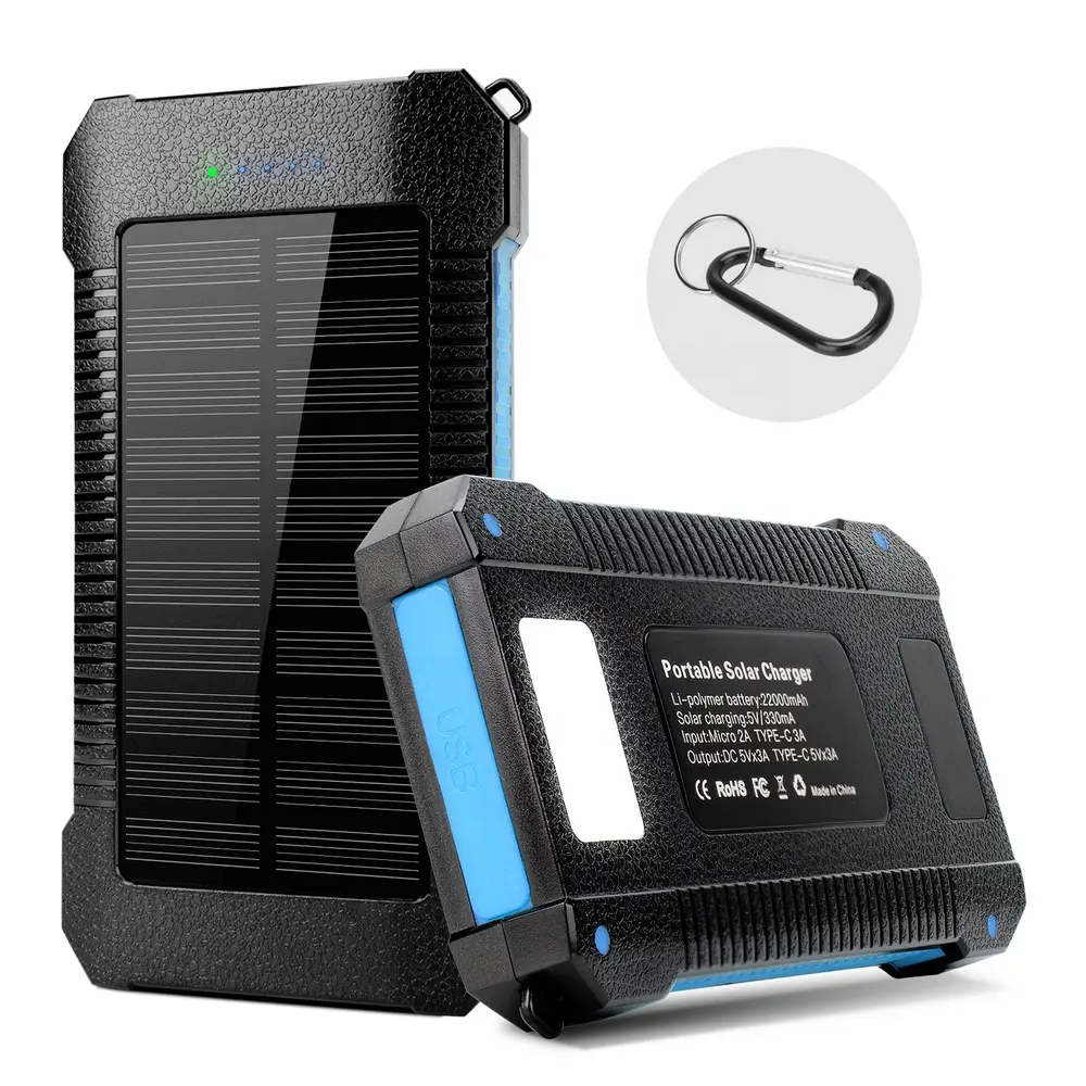 Power Bank solaire, 30000mAh, batterie Portable, chargeur étanche, double port USB, pour téléphone Portable